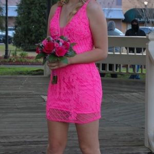 Pink mini dress from rachel allan